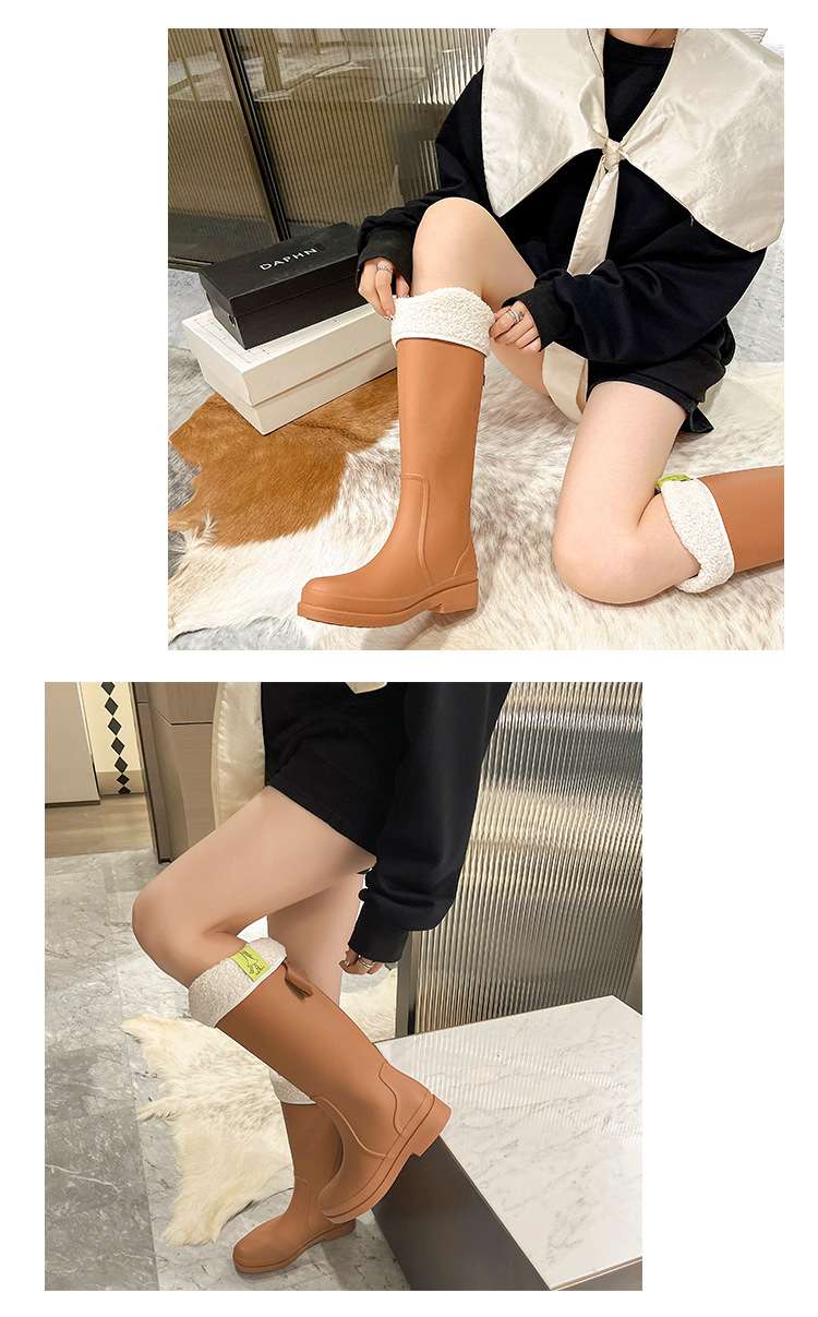 長靴レディース もこもこボアトップ防水ブーツ