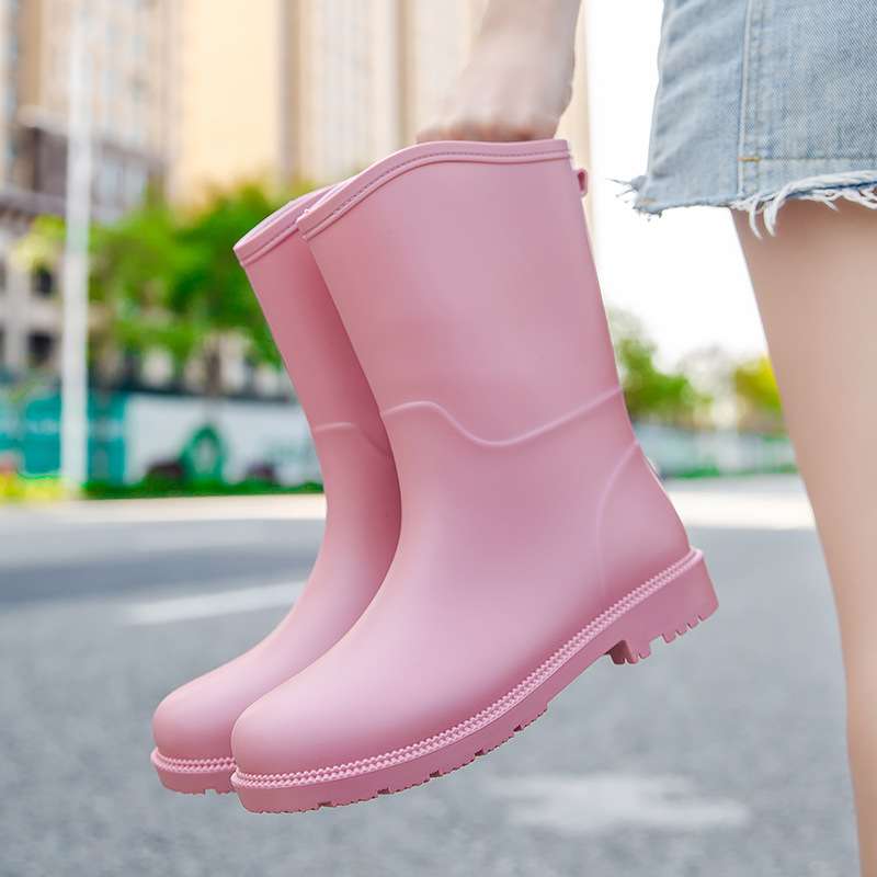 長靴レディース シンプル都会派 防水ミドルブーツ