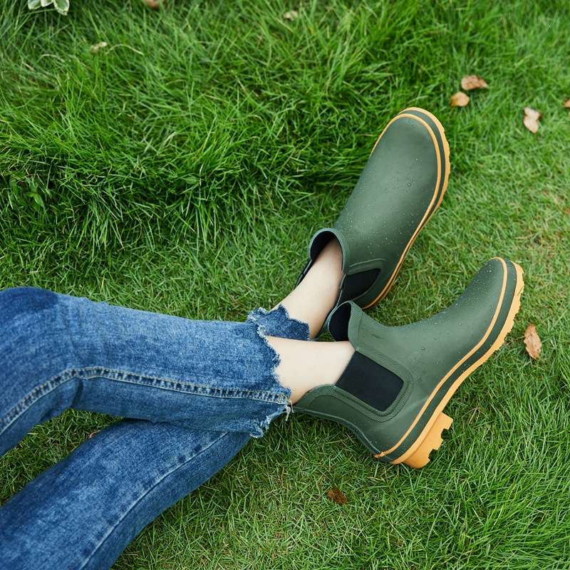 長靴レディース 花柄アンクル丈レインブーツ