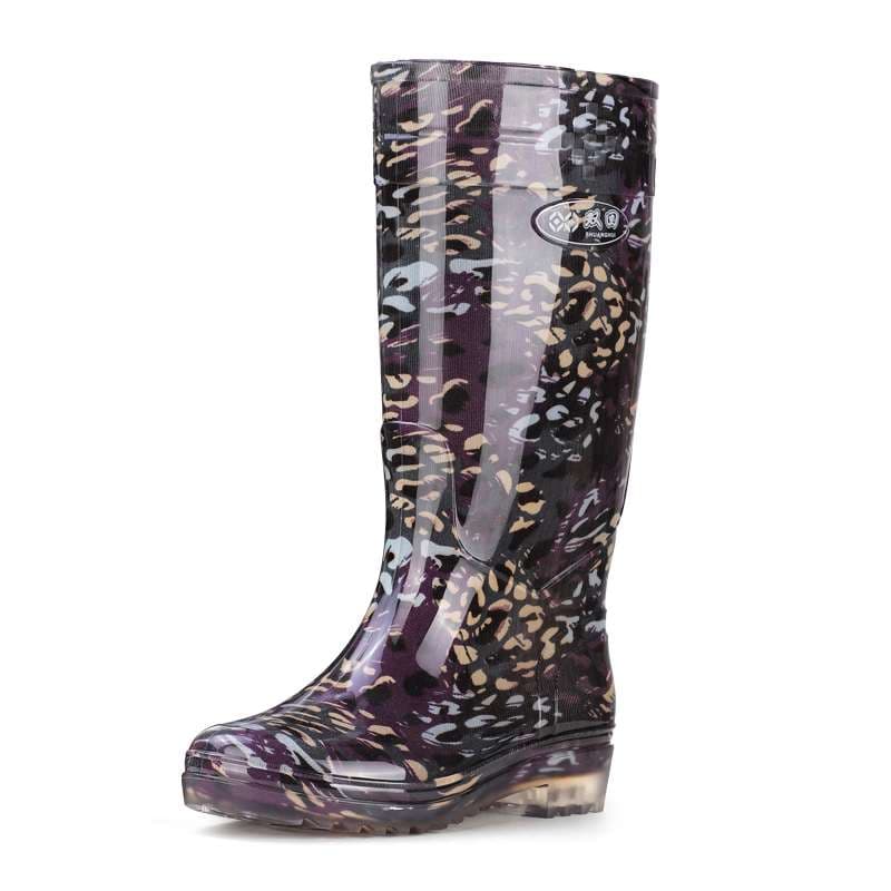 長靴レディース 華やかな模様の雨の日ブーツ