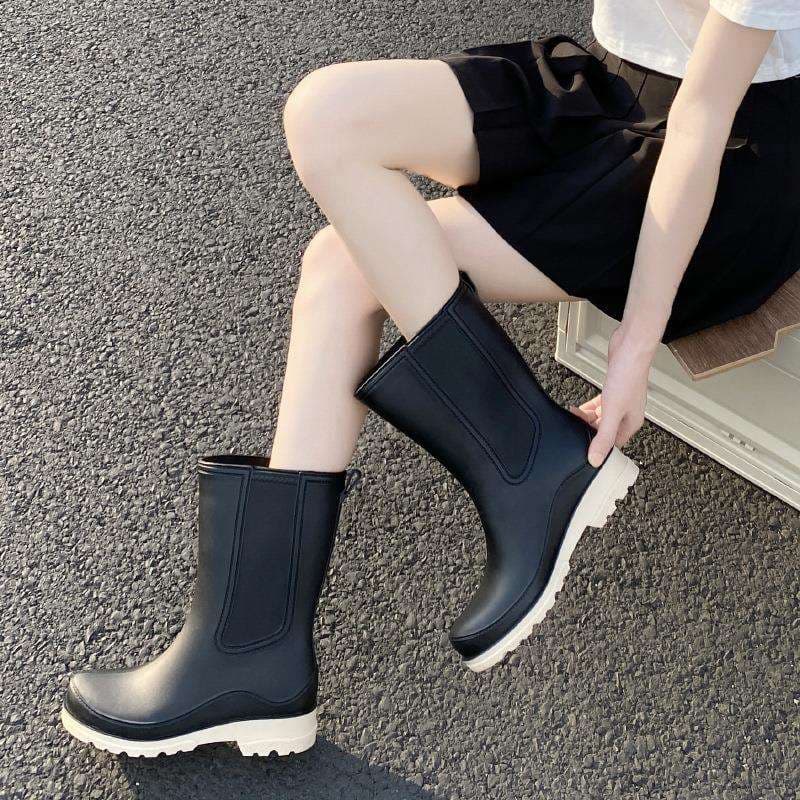 長靴レディース 長靴 都会的なバイカラーレインブーツ