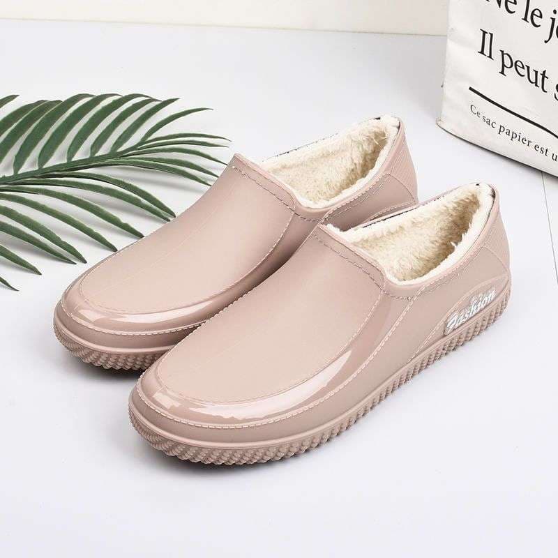 長靴レディース 雨の日も快適 ふわもこ防水シューズ