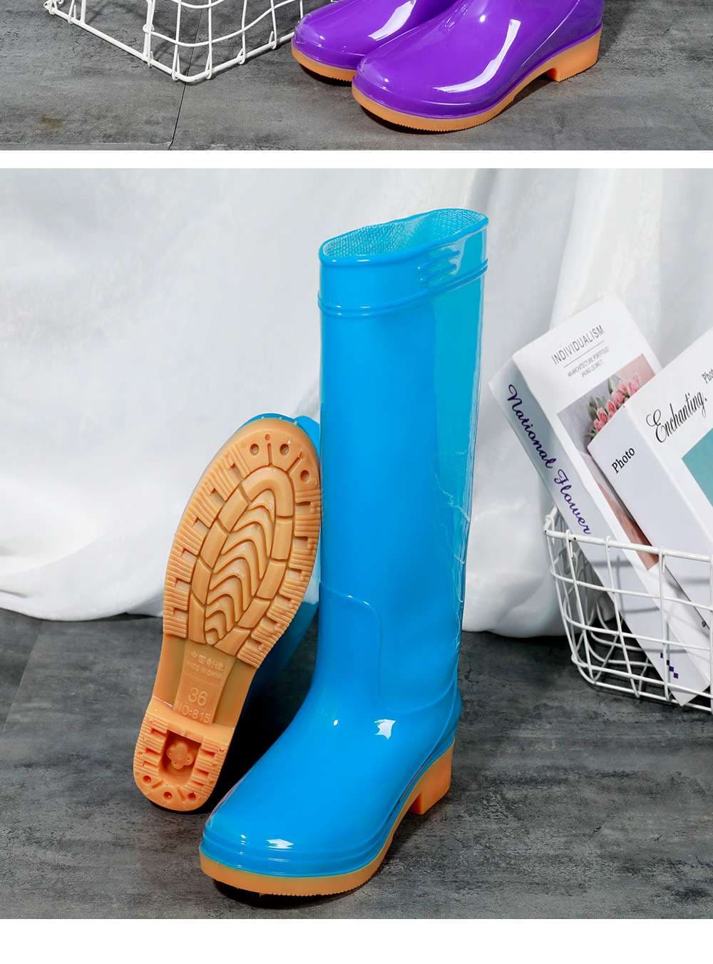 長靴レディース 快適ロング防水作業ブーツ