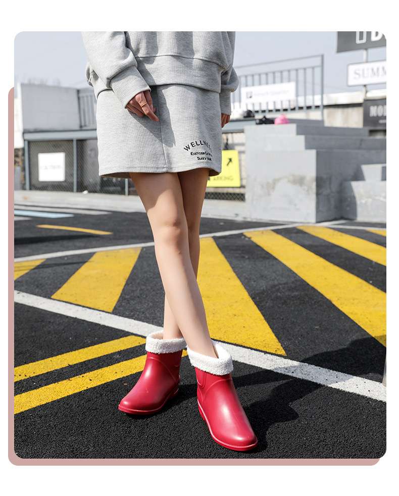 長靴レディース 長靴 スタイリッシュ防水ショートブーツ