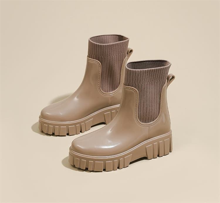 長靴レディースニット切り替え履きやすいレインブーツ