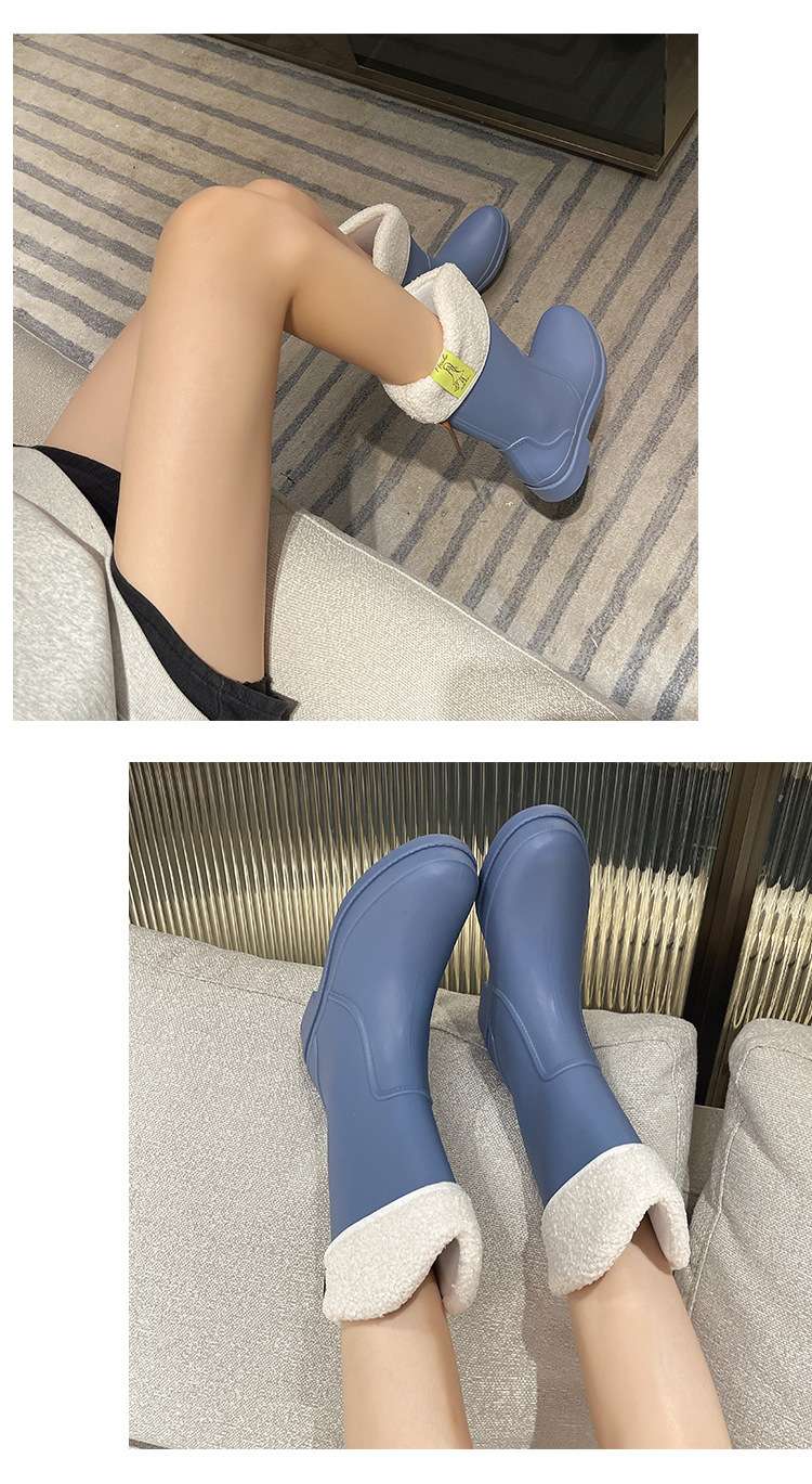 長靴レディース もこもこボアトップ防水ブーツ