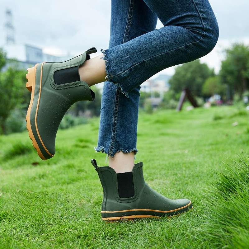 長靴レディース 花柄アンクル丈レインブーツ