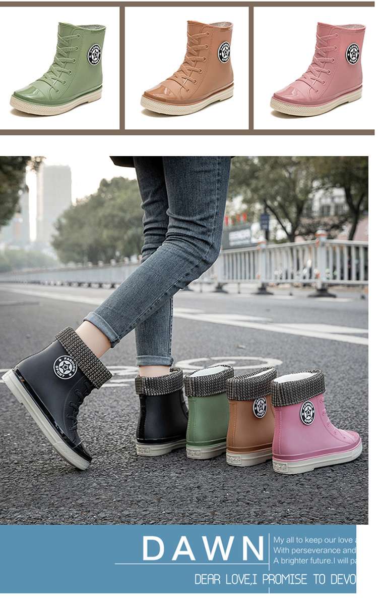 長靴レディース オシャレ防水レースアップブーツ