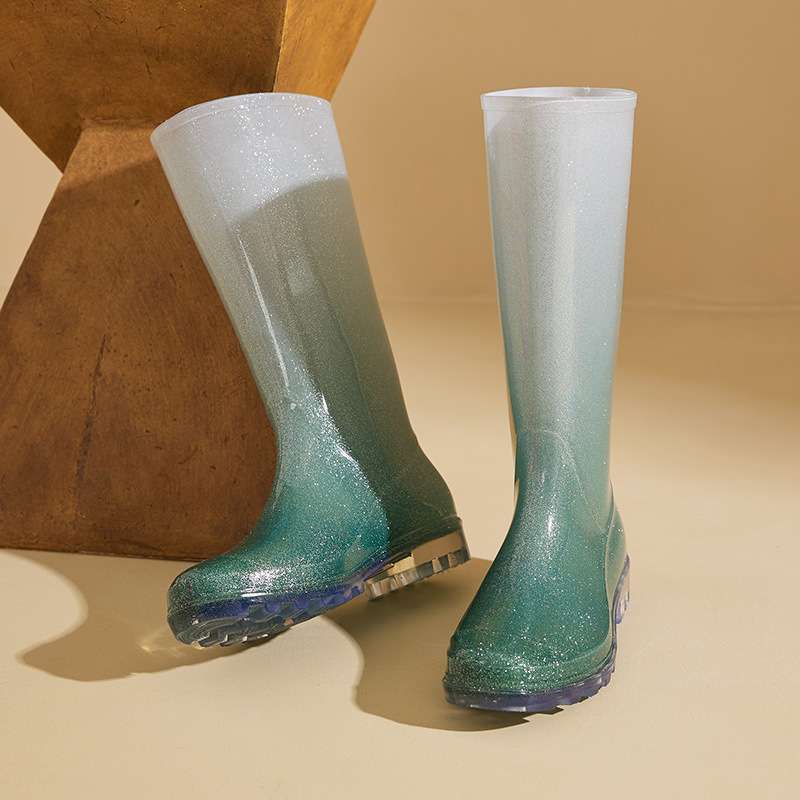 長靴レディース 長靴 キラキラ輝くグラデーションレインブーツ
