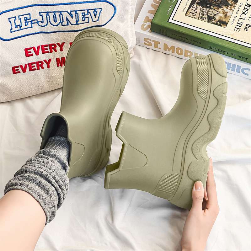 長靴レディース チャンキーソールスリップオン長靴