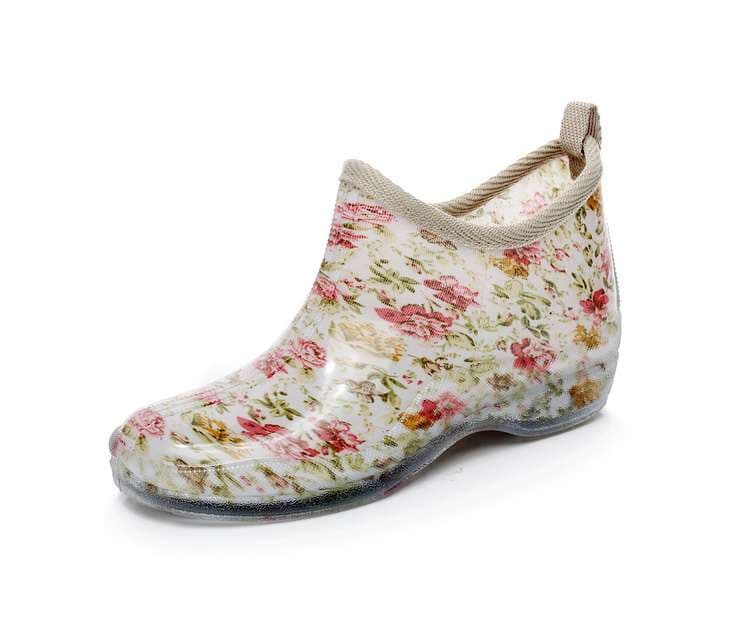 長靴レディース 長靴 花柄アンクルレインブーツ