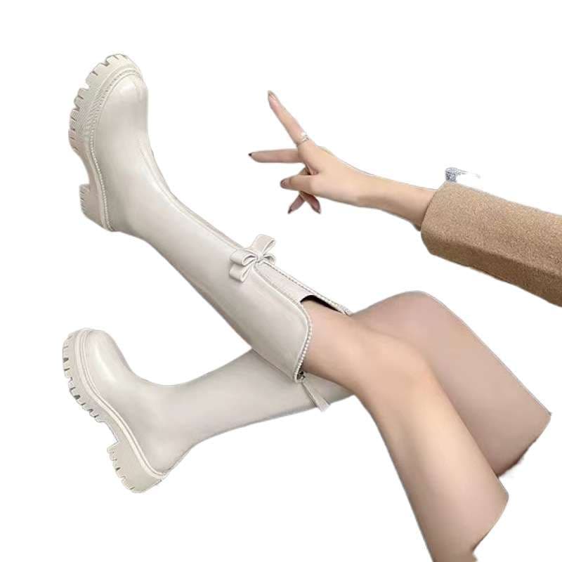 長靴レディース リボン付きエレガント長靴
