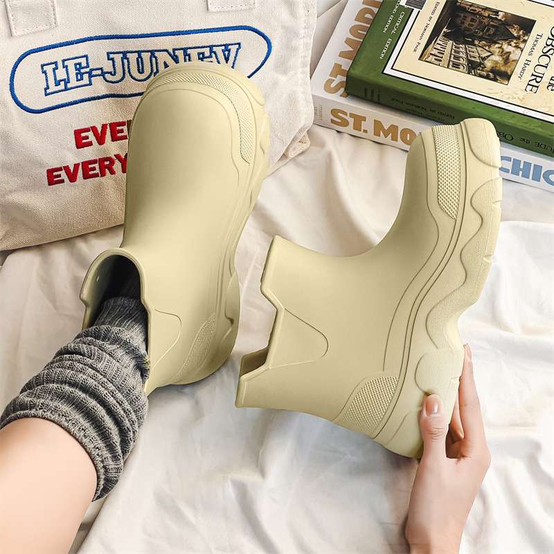 長靴レディース チャンキーソールスリップオン長靴