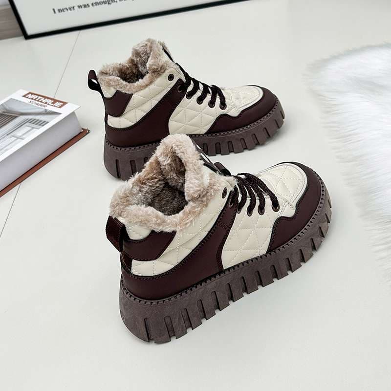 長靴レディース もこもこ冬用フラットスニーカー