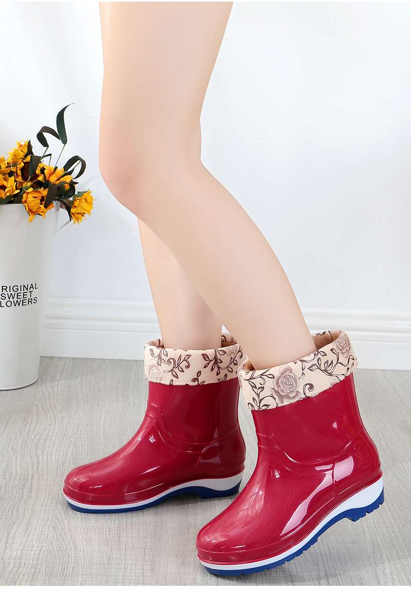 長靴レディース 雨の日も快適 花柄デザイン長靴
