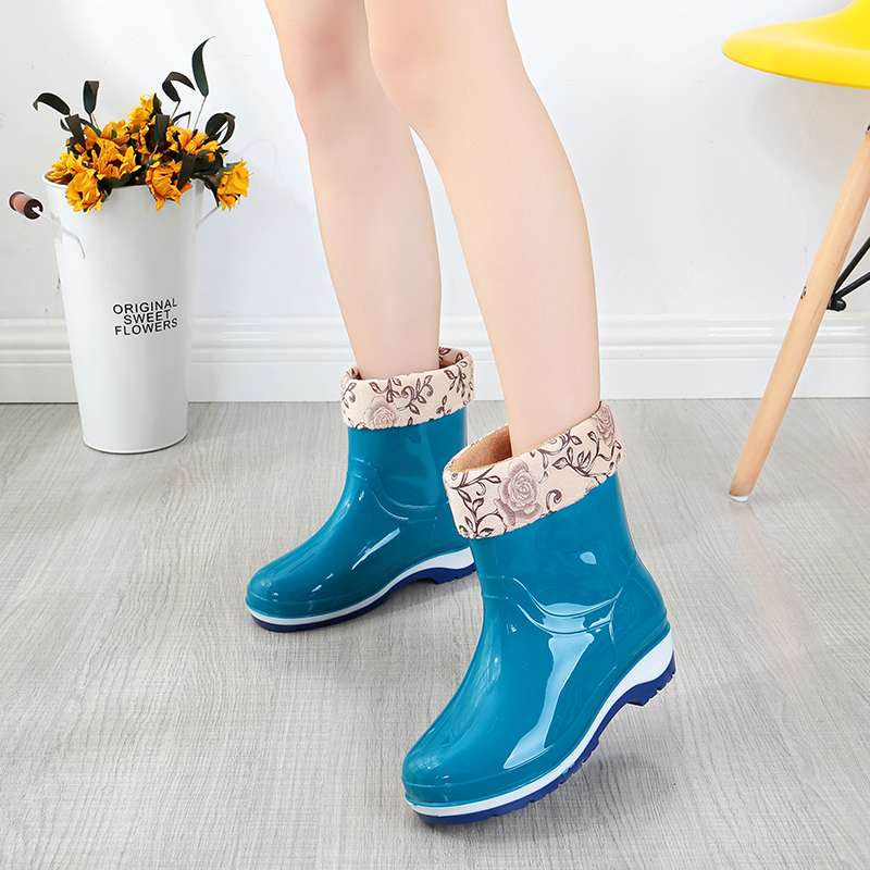 長靴レディース 雨の日も快適 花柄デザイン長靴