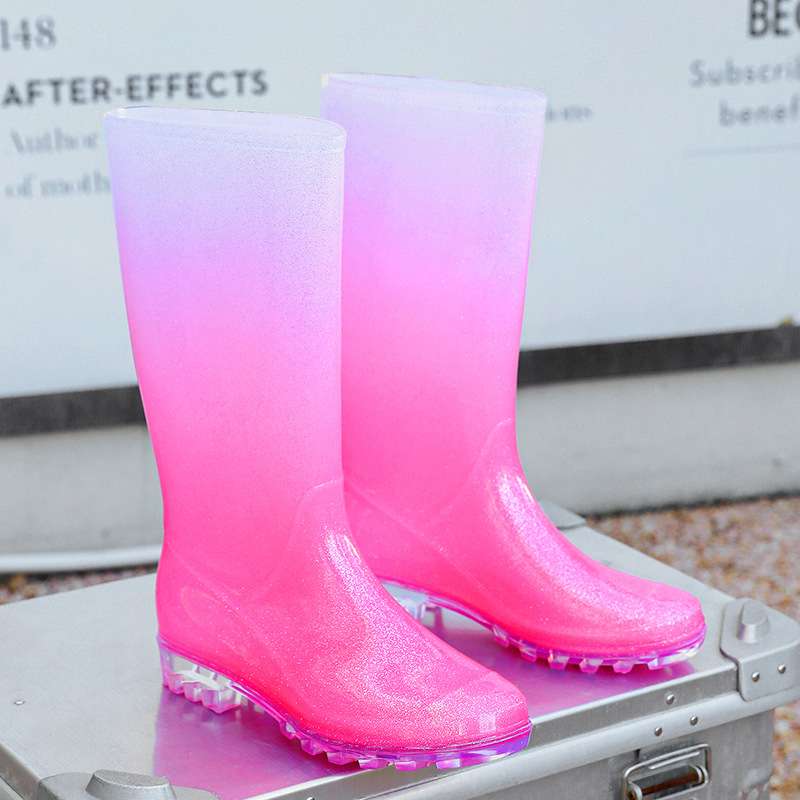 長靴レディース 長靴 キラキラ輝くラバーブーツ