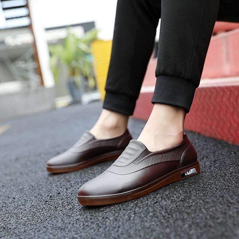 長靴レディース スリッポン型レザーカジュアルシューズ