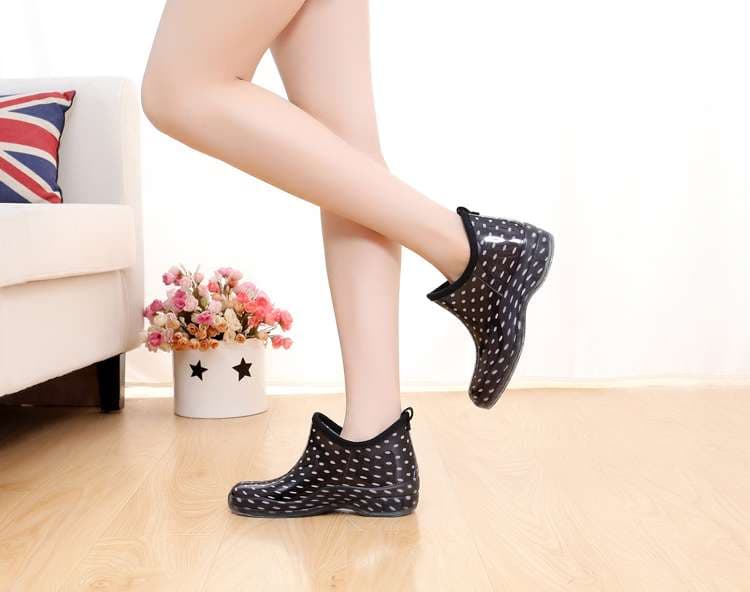 長靴レディース 長靴 花柄アンクルレインブーツ