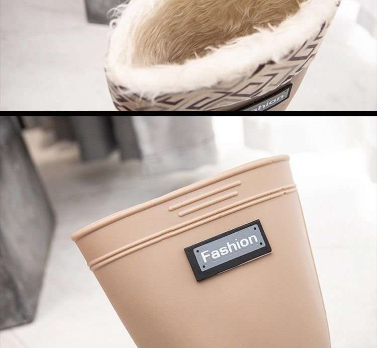 長靴レディース 長靴 花柄ファー付きレインブーツ