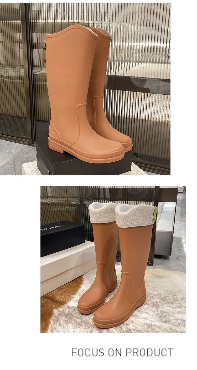 長靴レディース もこもこボアトップ防水ブーツ