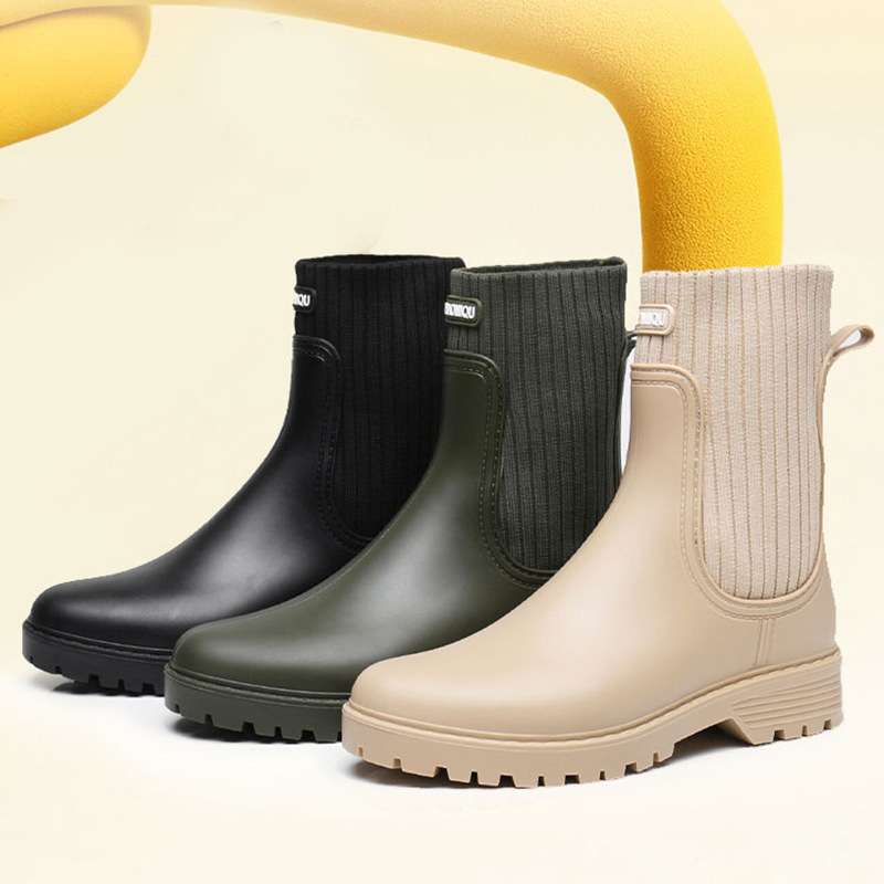 長靴レディース オフィスにも映えるスタイリッシュ防水ブーツ