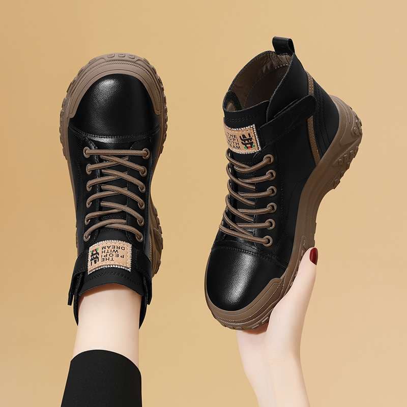 長靴レディース アウトドア風カジュアル厚底ブーツ