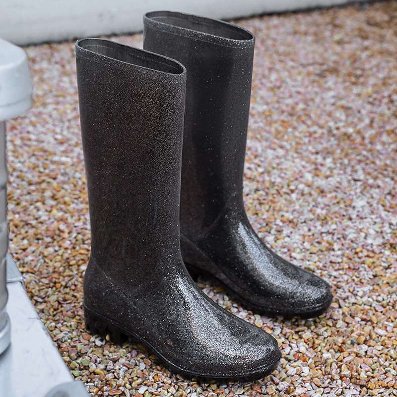 長靴レディース 長靴 キラキラ輝くラバーブーツ