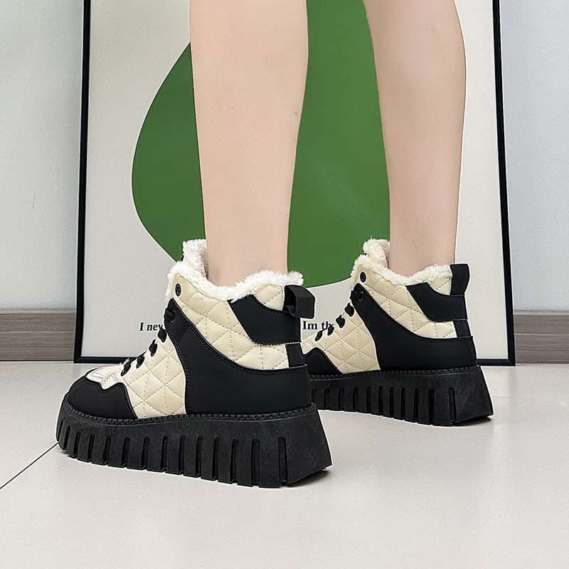 長靴レディース もこもこ冬用フラットスニーカー