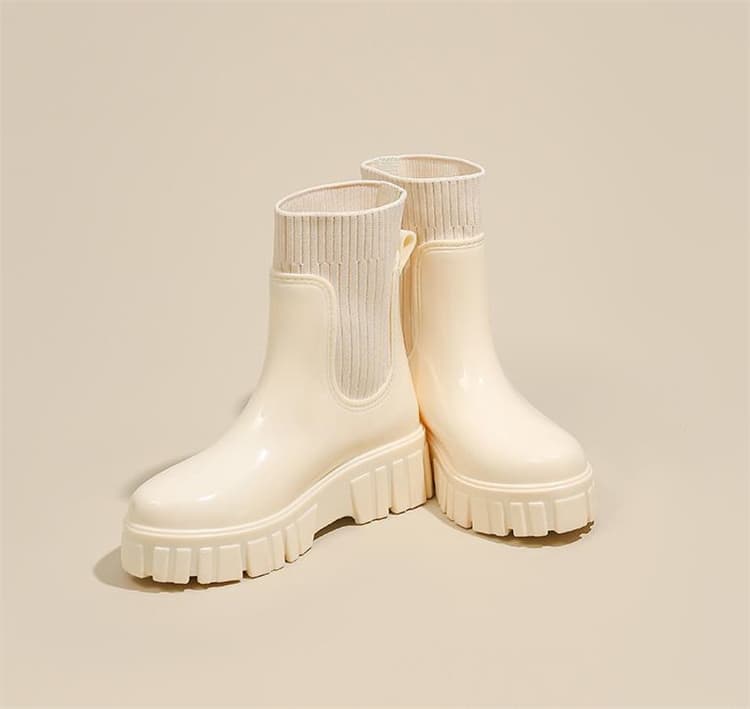長靴レディースニット切り替え履きやすいレインブーツ