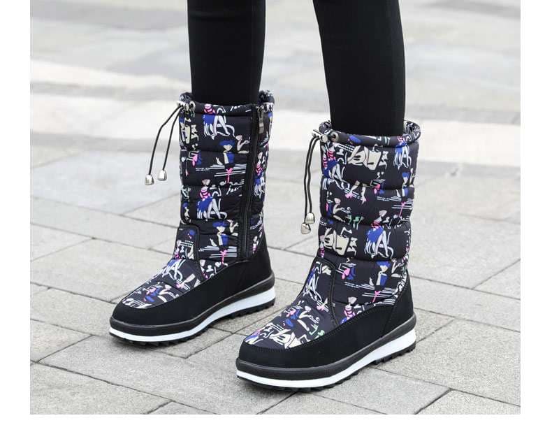 長靴レディース 防寒ムートン風スノーブーツ