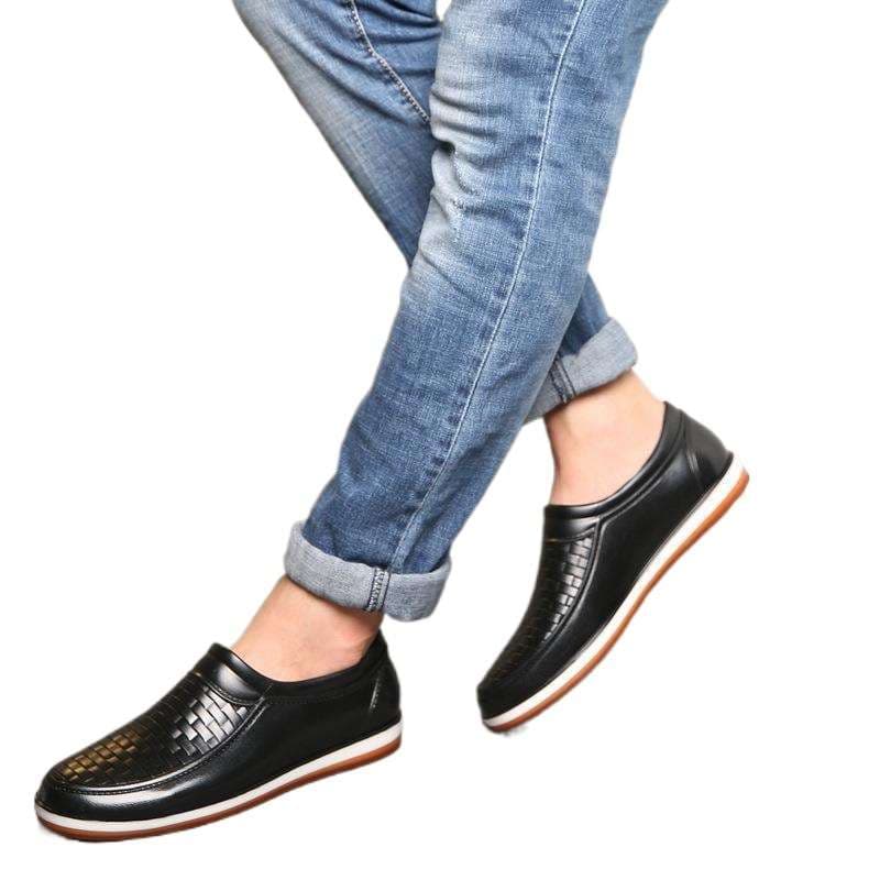 長靴レディース スリッポン型レザーカジュアルシューズ