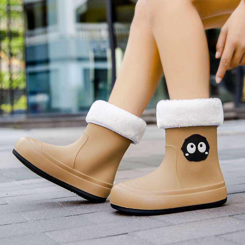 長靴レディース キュートな目玉柄付き防寒長靴