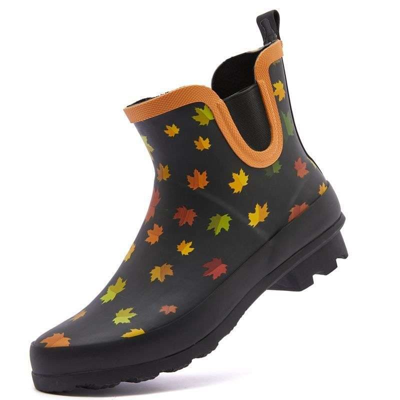 長靴レディース 花柄アンクル丈レインブーツ